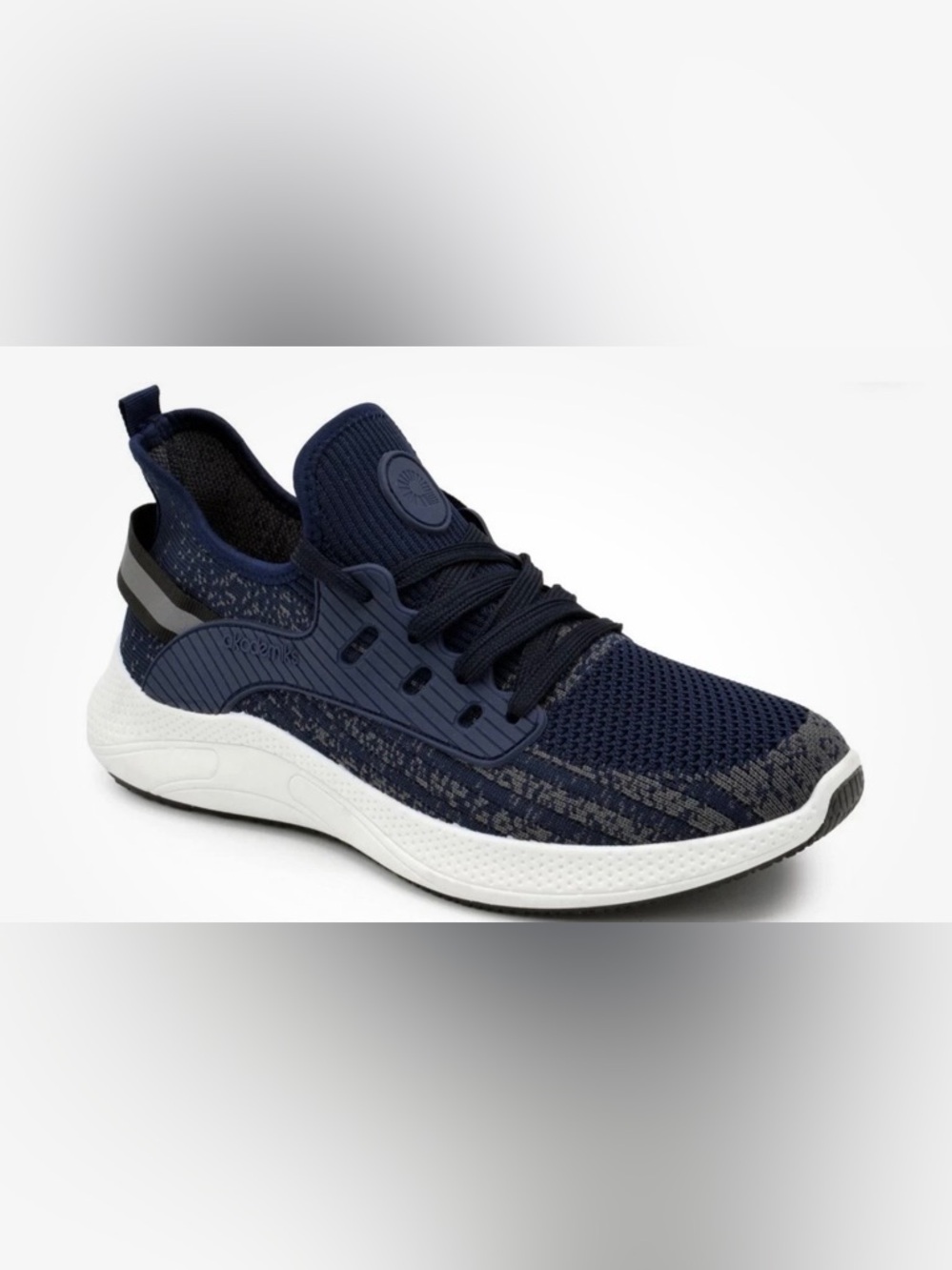 Akademiks Navy and White Knit Running Sneaker